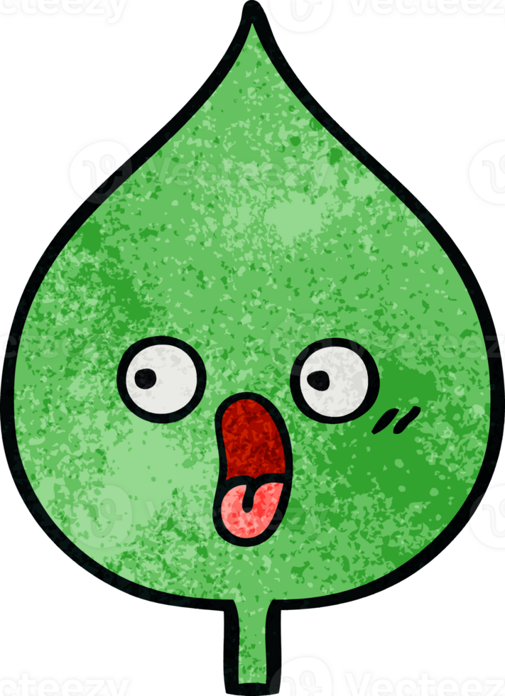 retro grunge texture cartoon expressional leaf png