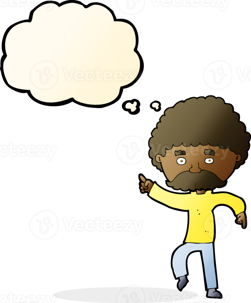 cartoon seventies style man disco dancing with thought bubble png