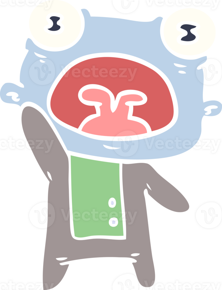 flat color style cartoon weird alien waving png