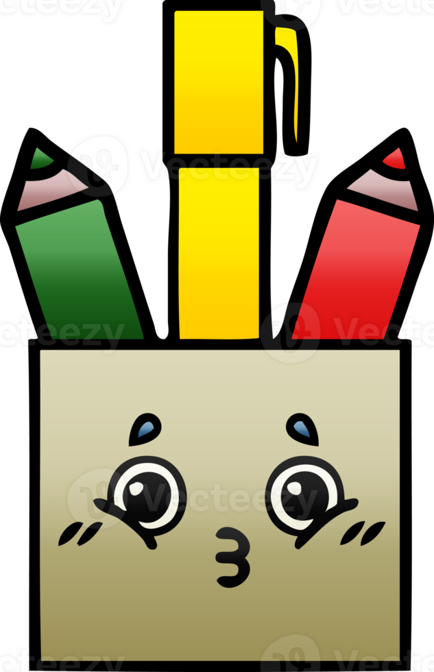 gradient shaded cartoon pencil pot png