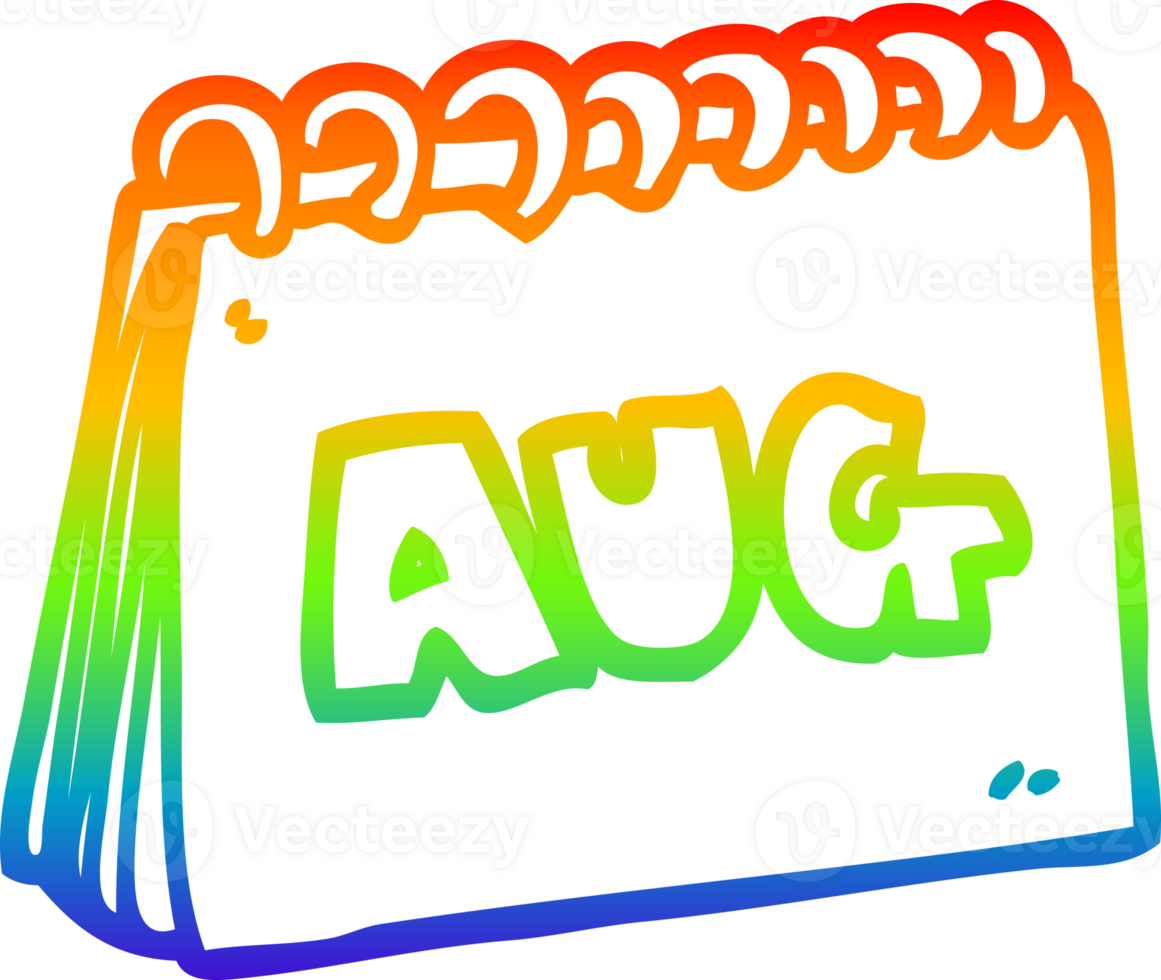 regenbogenverlaufslinie zeichnung cartoon kalender zeigt monat august png