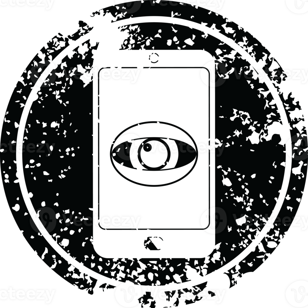 cell phone watching you circular distressed symbol png