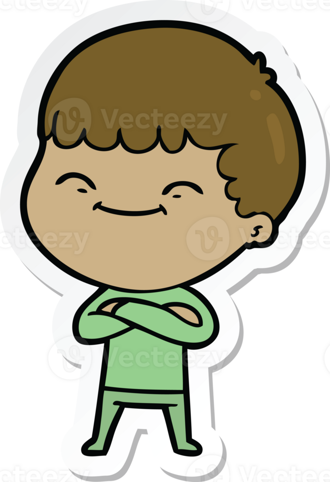 sticker of a cartoon happy boy png