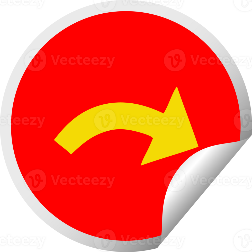 circular peeling sticker cartoon pointing arrow png