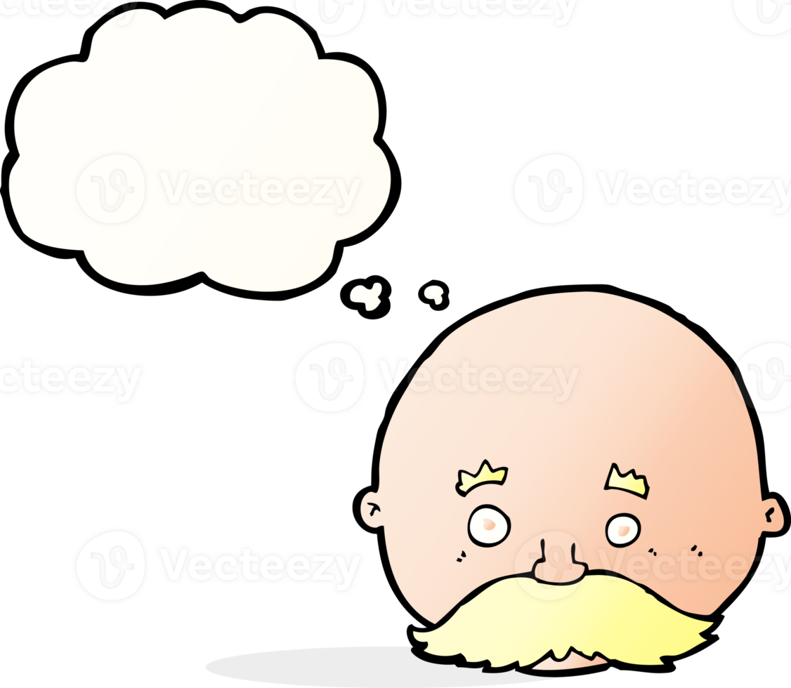 cartoon bald man with mustache with thought bubble png