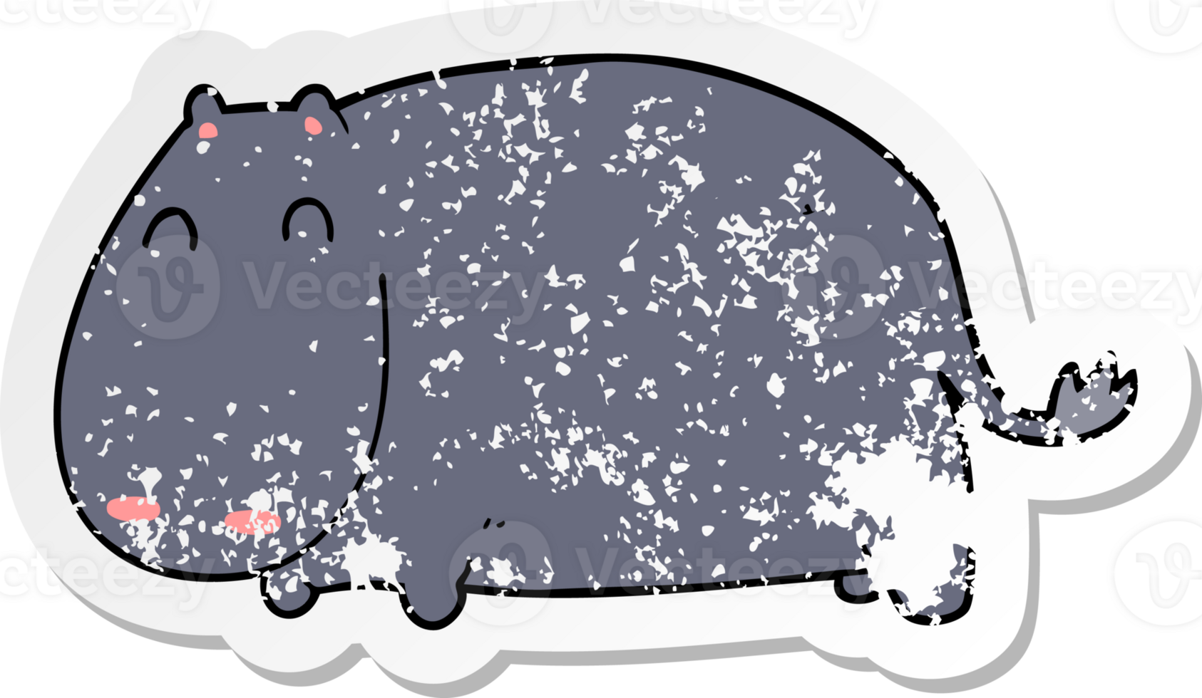 distressed sticker of a cartoon hippo png