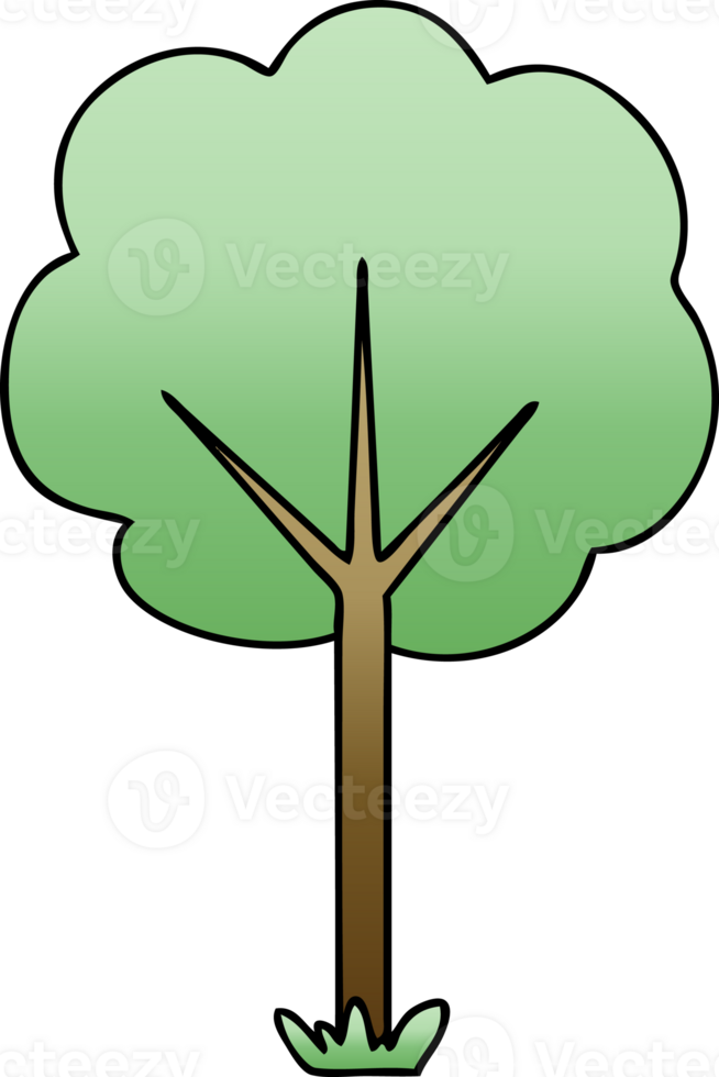 quirky gradient shaded cartoon tree png