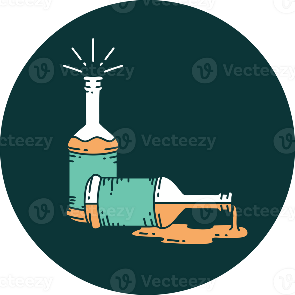 icon of tattoo style beer bottles png