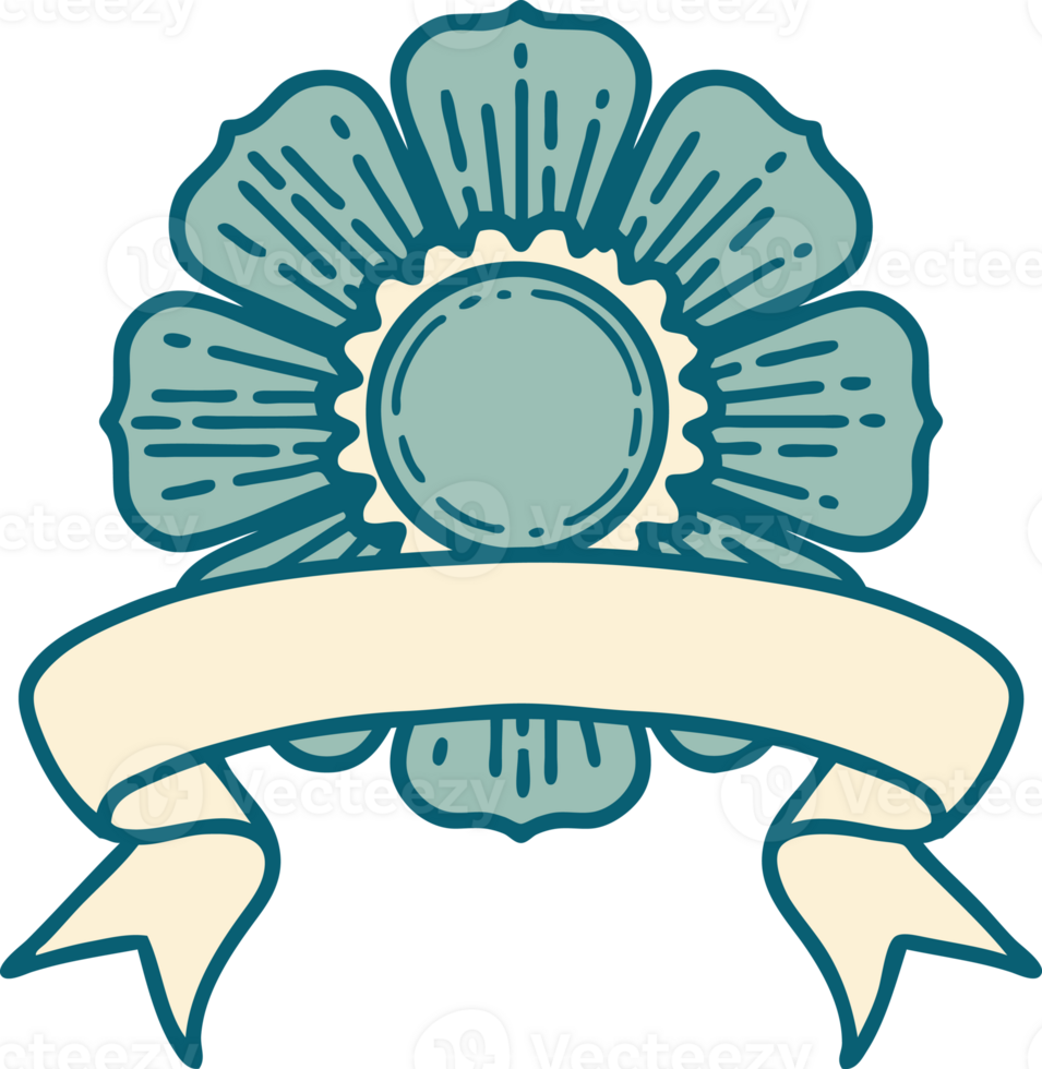 tattoo with banner of a flower png