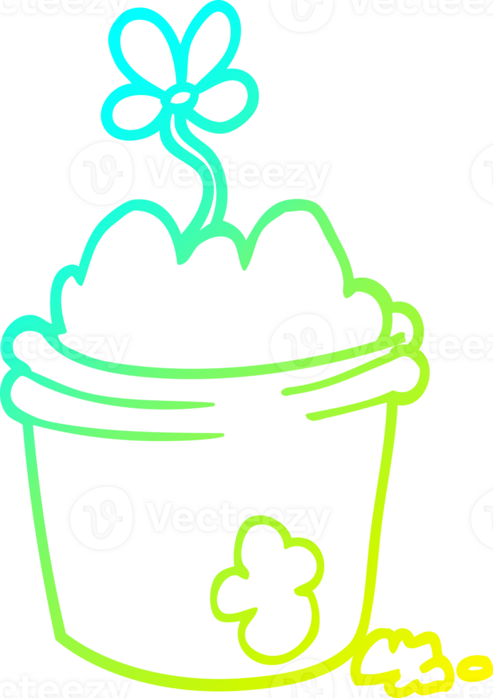 cold gradient line drawing cartoon flower pot png