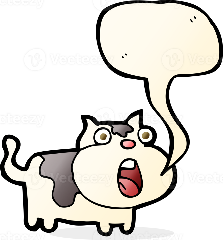 cartoon shocked cat with speech bubble png