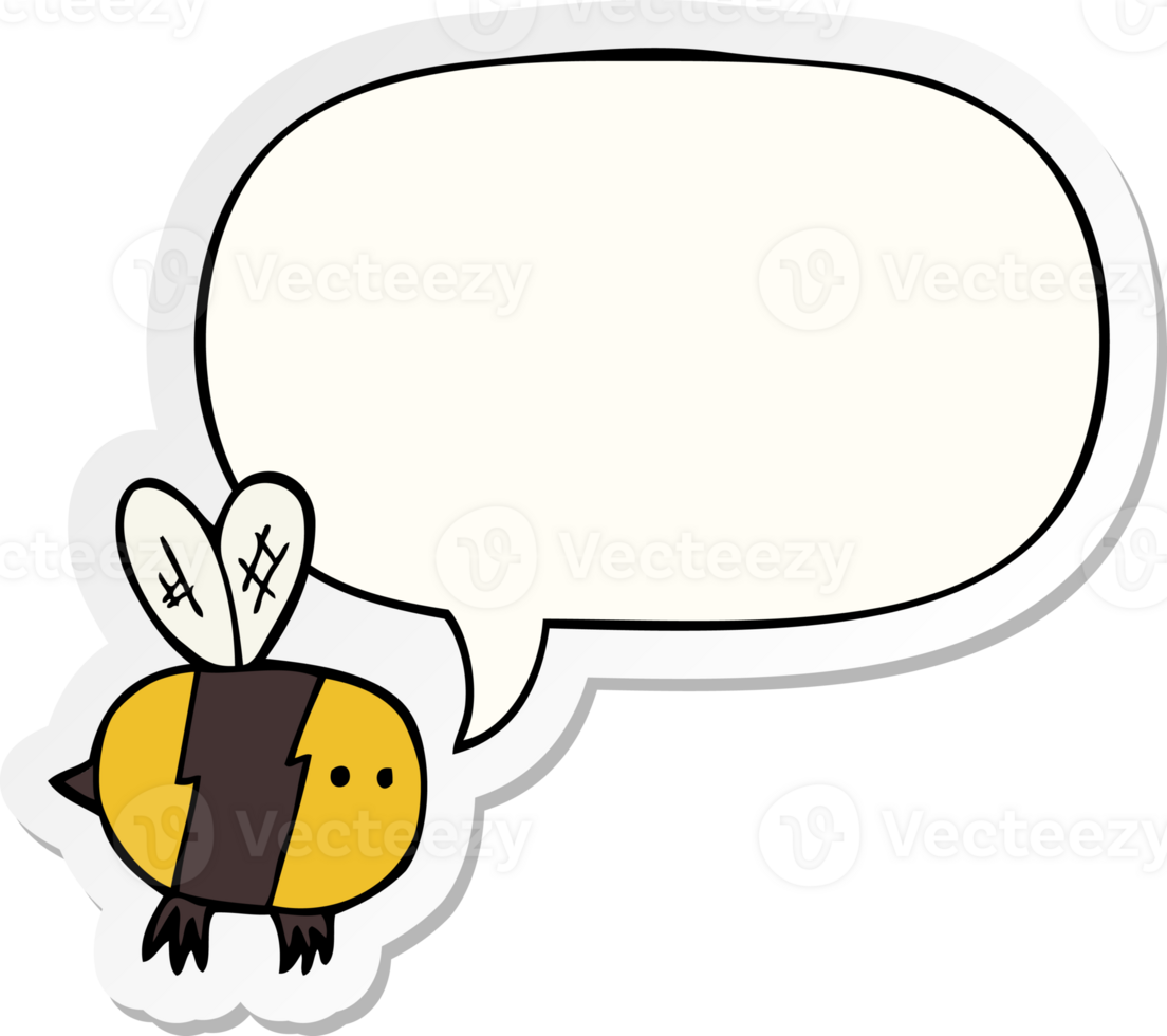 cartoon bee and speech bubble sticker png