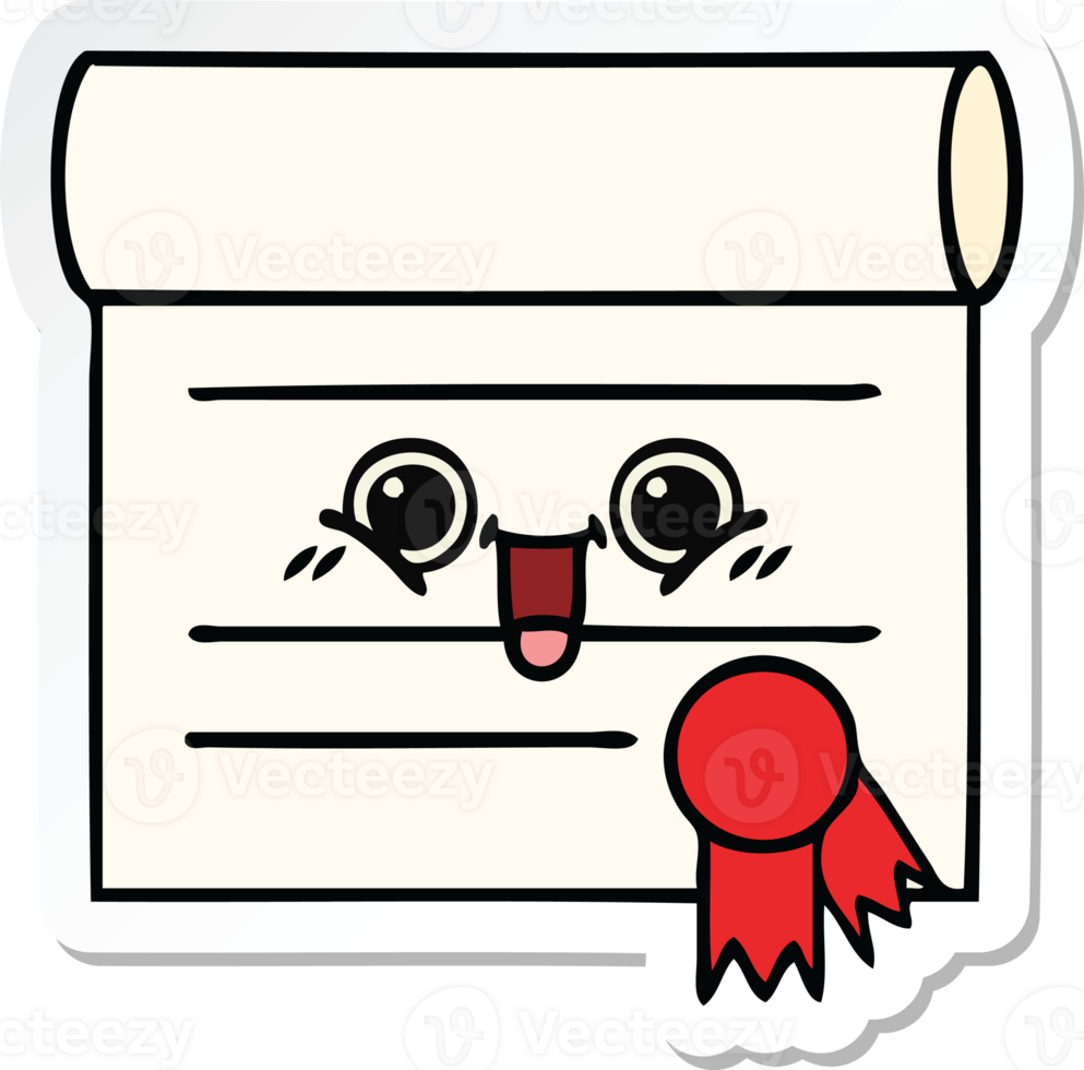 sticker of a cute cartoon certificate png