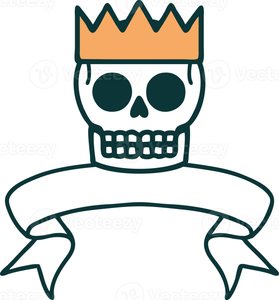 tattoo with banner of a skull and crown png