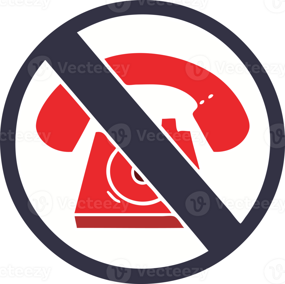 flat color retro cartoon no phones allowed sign png