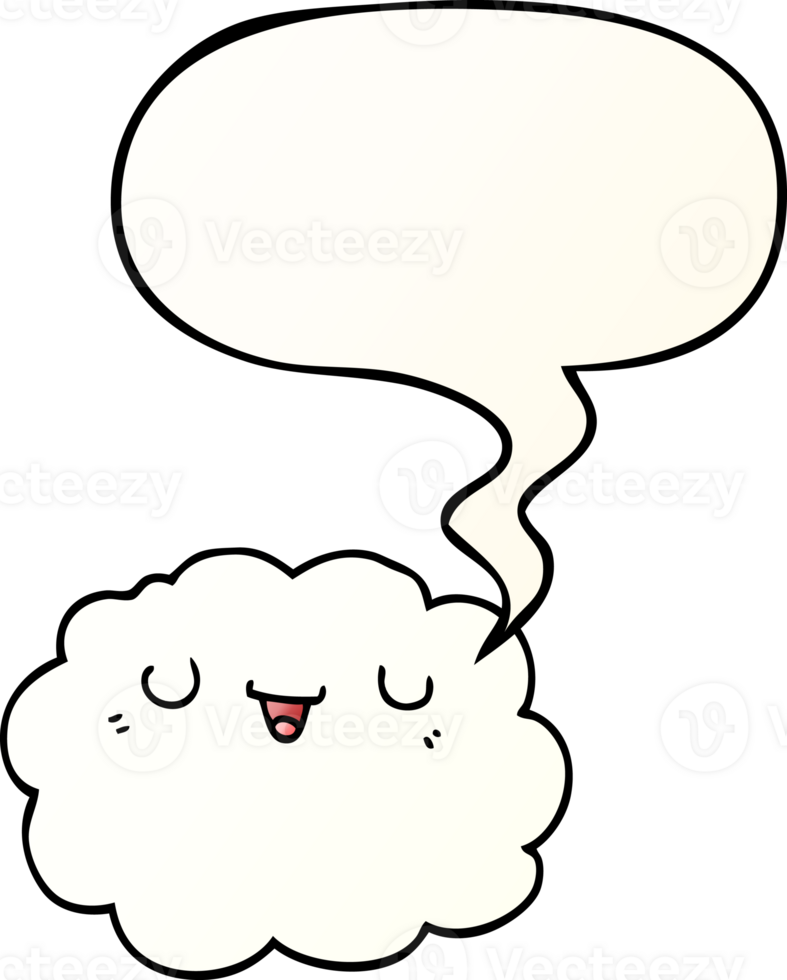 cartoon cloud and speech bubble in smooth gradient style png
