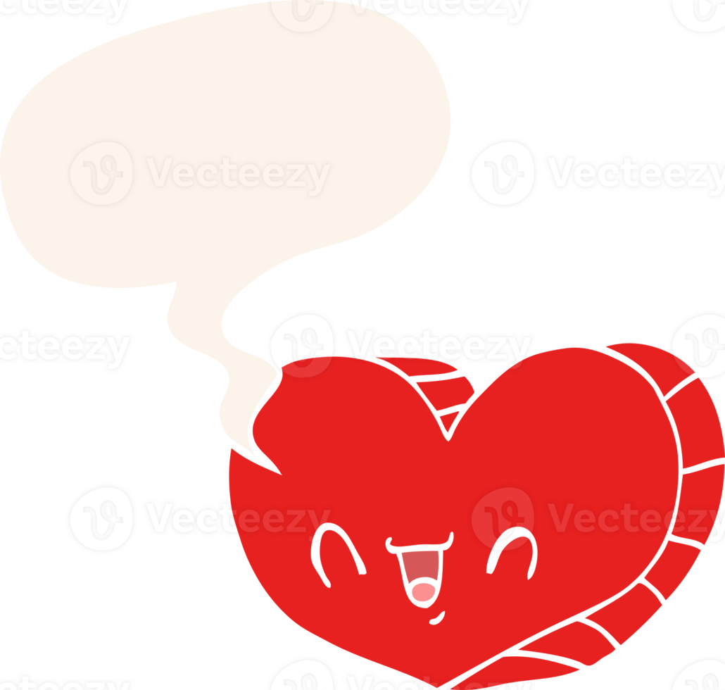 cartoon love heart and speech bubble in retro style png