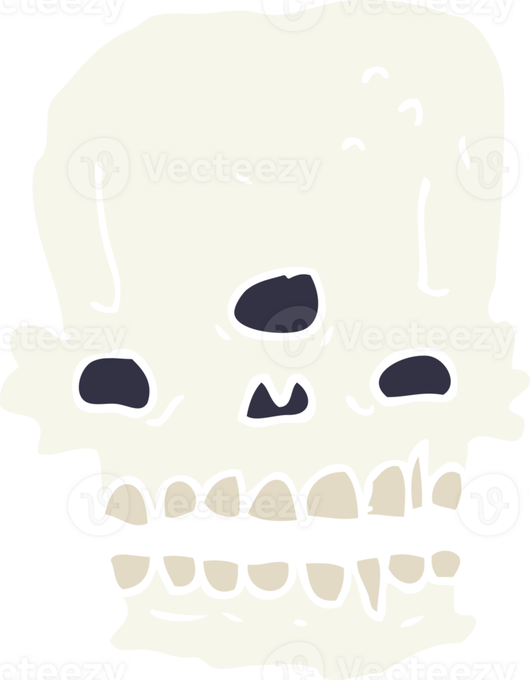flat color style cartoon spooky skull png