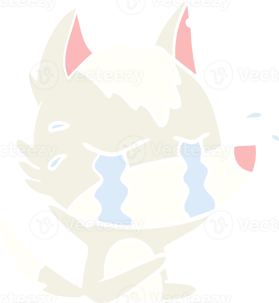 flat color style cartoon crying wolf png