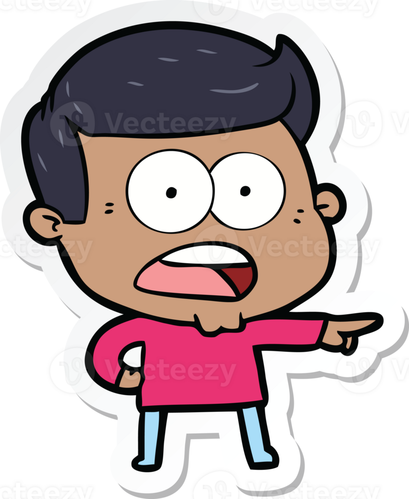 sticker of a cartoon shocked man png