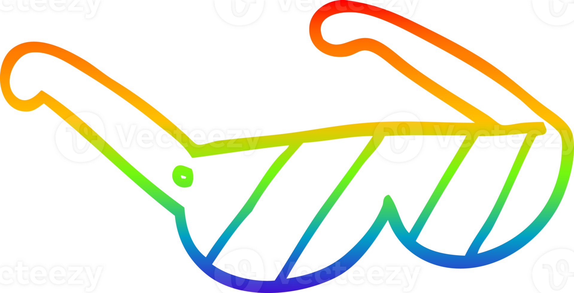 rainbow gradient line drawing cartoon sunglasses png