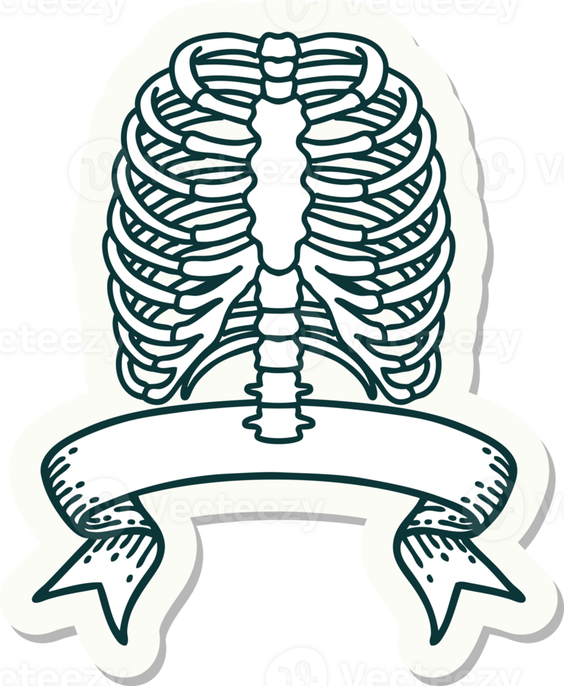tattoo sticker with banner of a rib cage png
