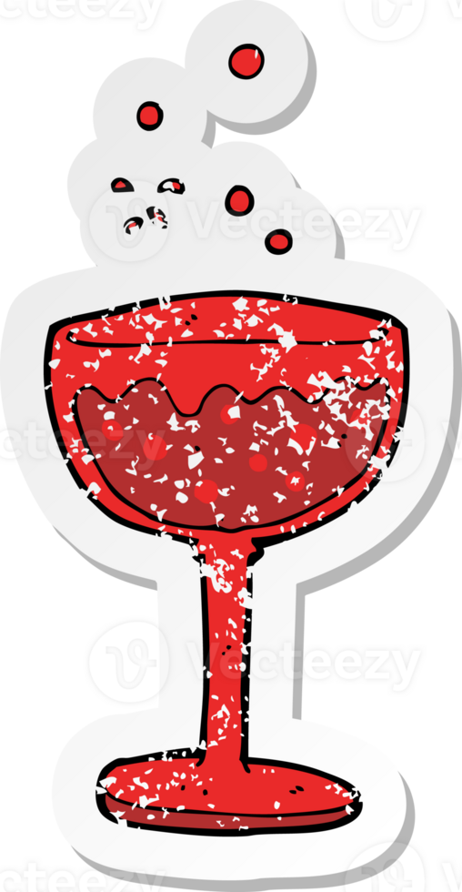 retro distressed sticker of a cartoon sparkling cocktail png