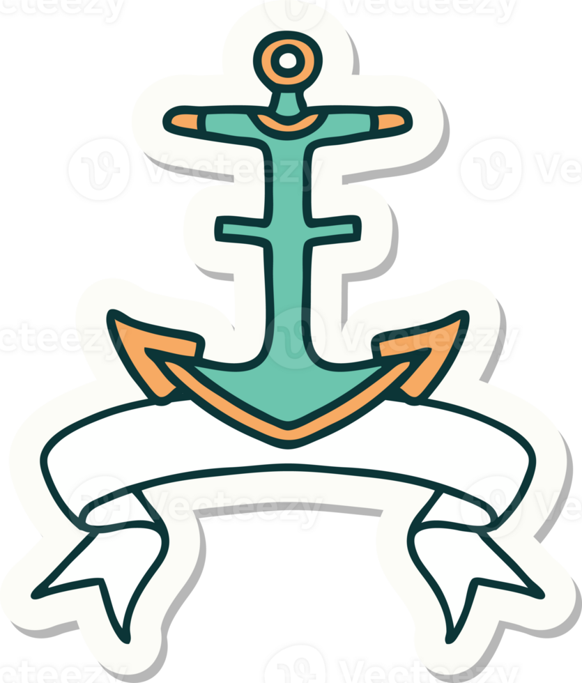 tattoo sticker with banner of an anchor png