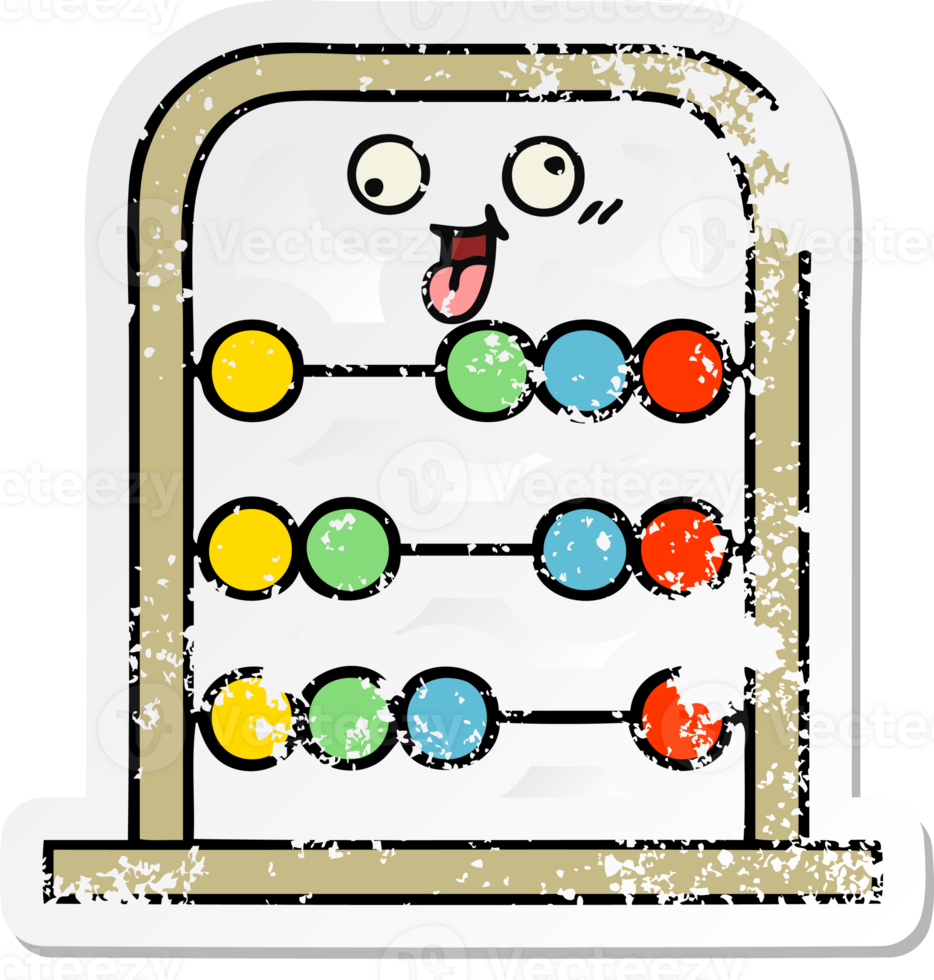 distressed sticker of a cute cartoon abacus png