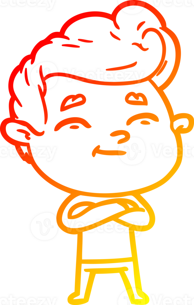 warm gradient line drawing happy cartoon man png