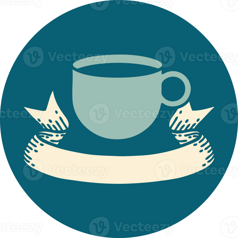 icon with banner of cup of coffee png