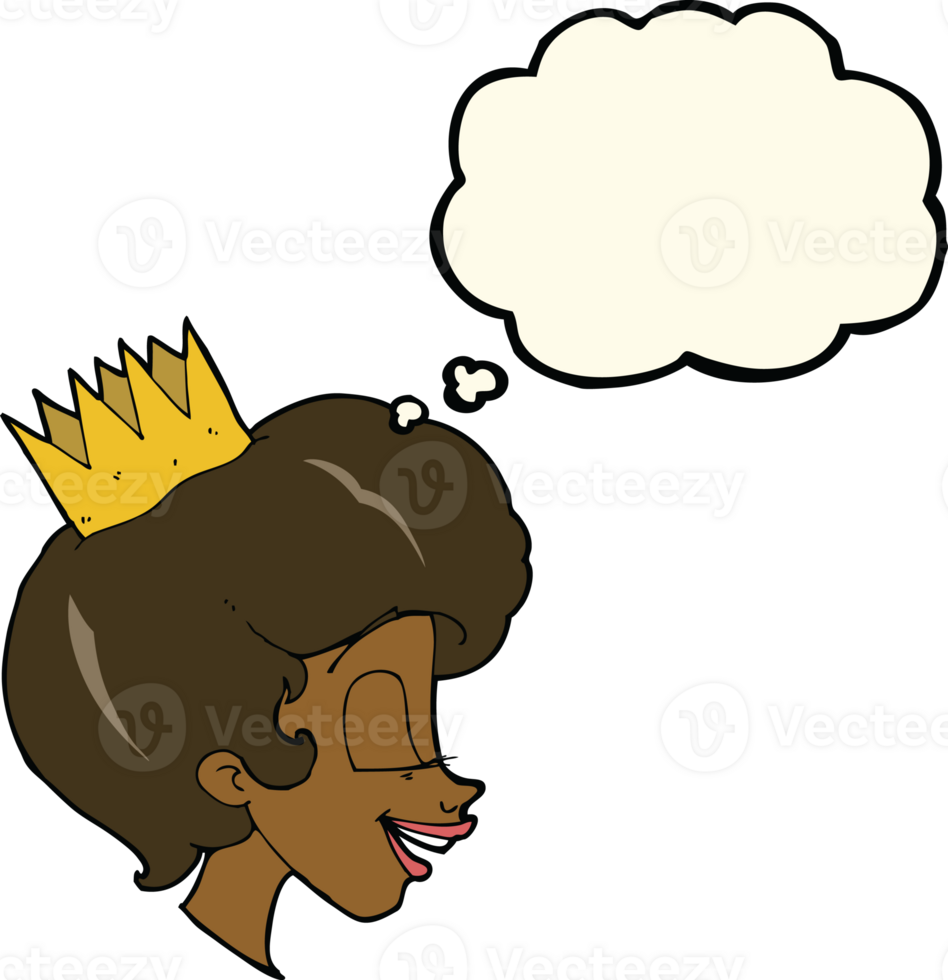 cartoon princess with thought bubble png