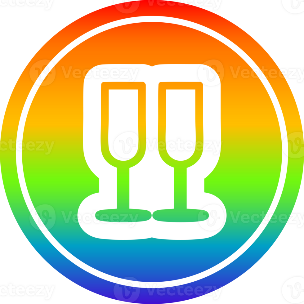 champagne glasses circular in rainbow spectrum png