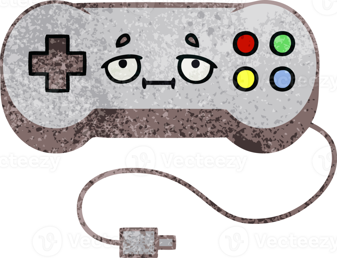 retro grunge texture cartoon game controller png