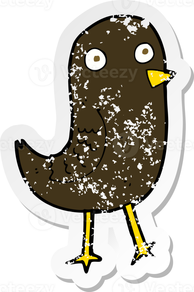 retro distressed sticker of a funny cartoon bird png