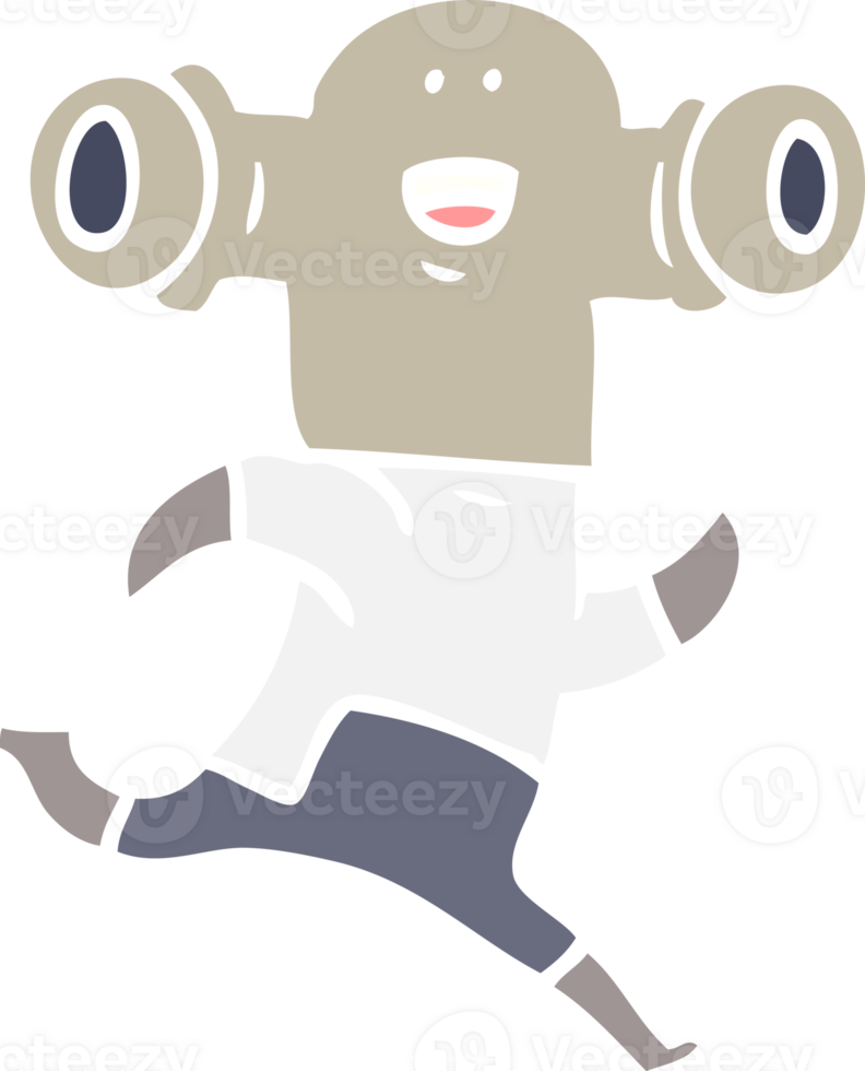 friendly flat color style cartoon alien running png