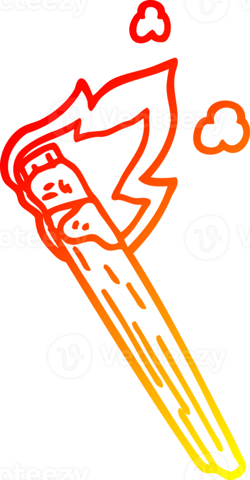 warm gradient line drawing cartoon burning torch brand png