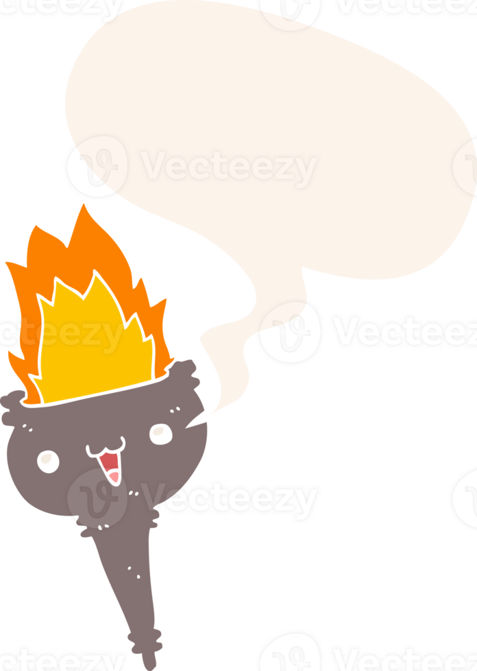 cartoon flaming chalice and speech bubble in retro style png