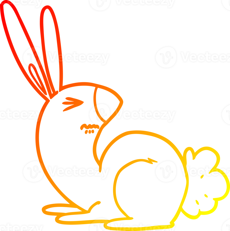 warm gradient line drawing cartoon annoyed rabbit png