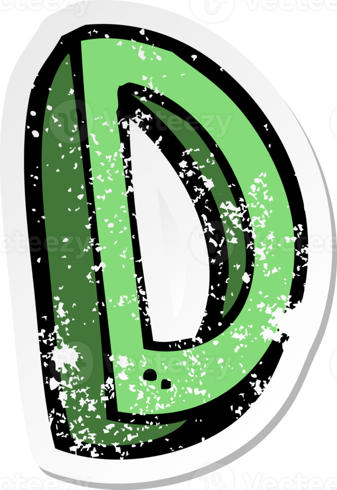 retro distressed sticker of a cartoon letter png