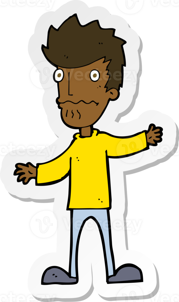 sticker of a cartoon nervous man png