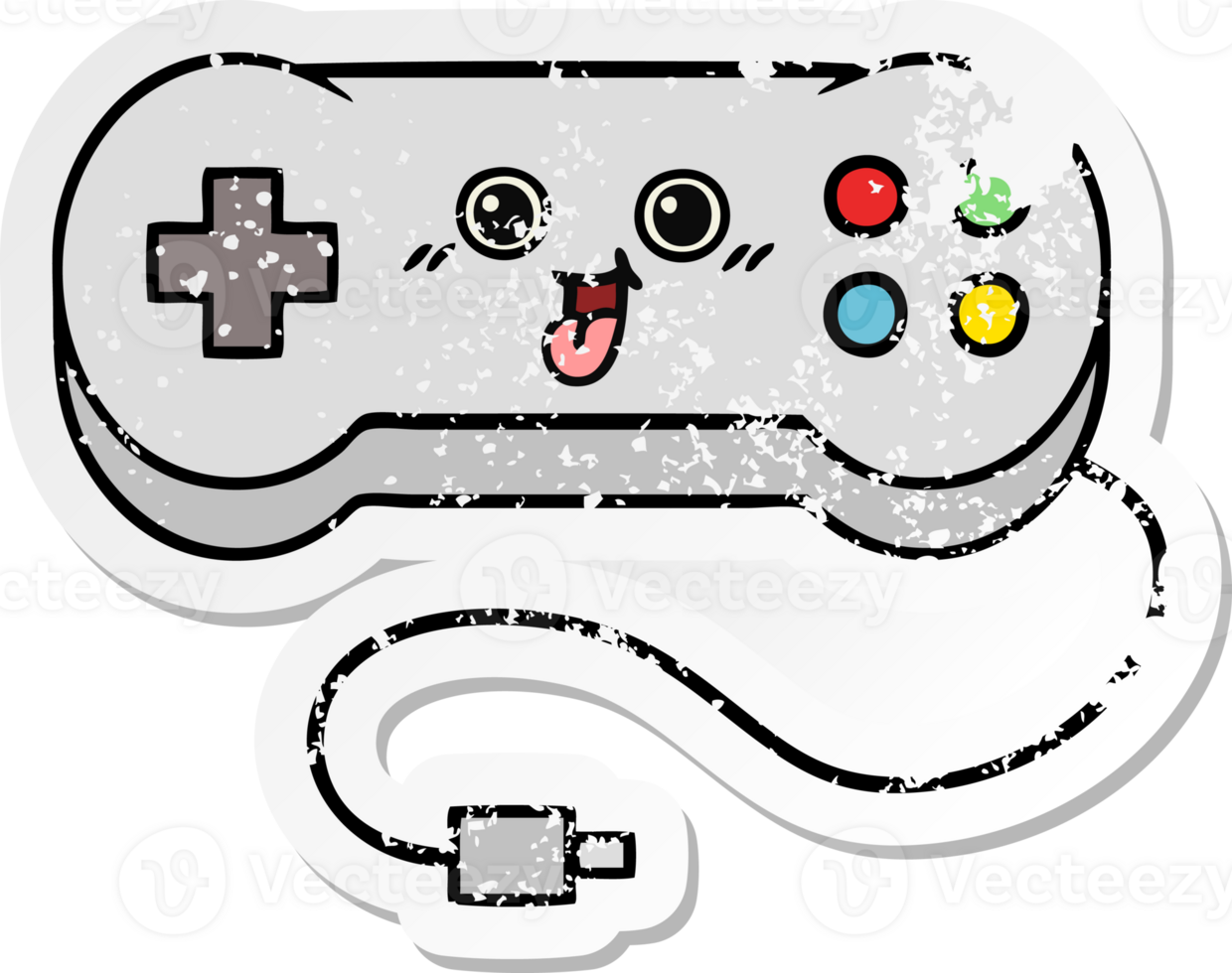 distressed sticker of a cute cartoon game controller png