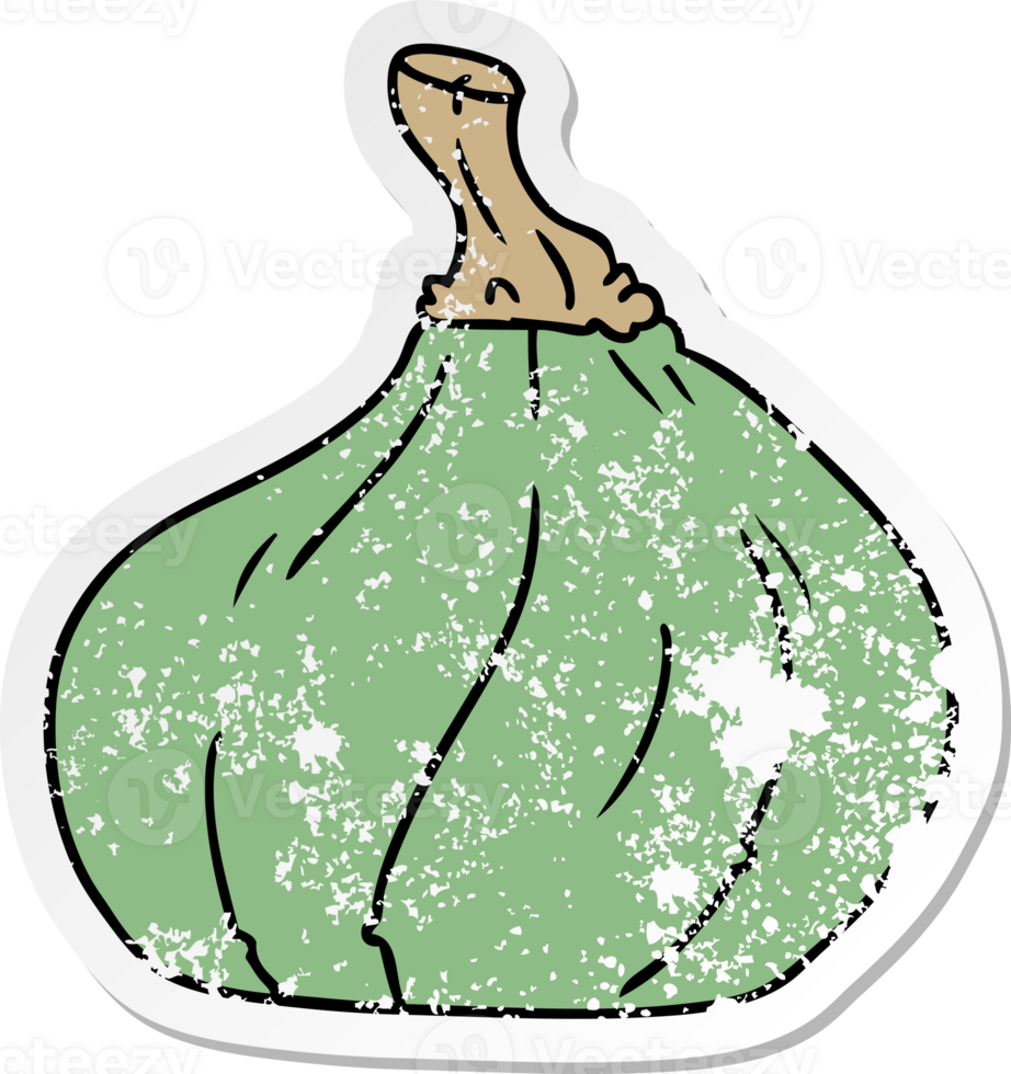 distressed sticker cartoon doodle of a pumpkin png