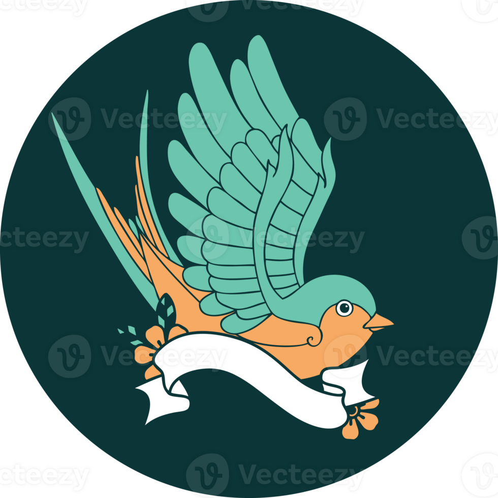 icon with banner of a swallow png