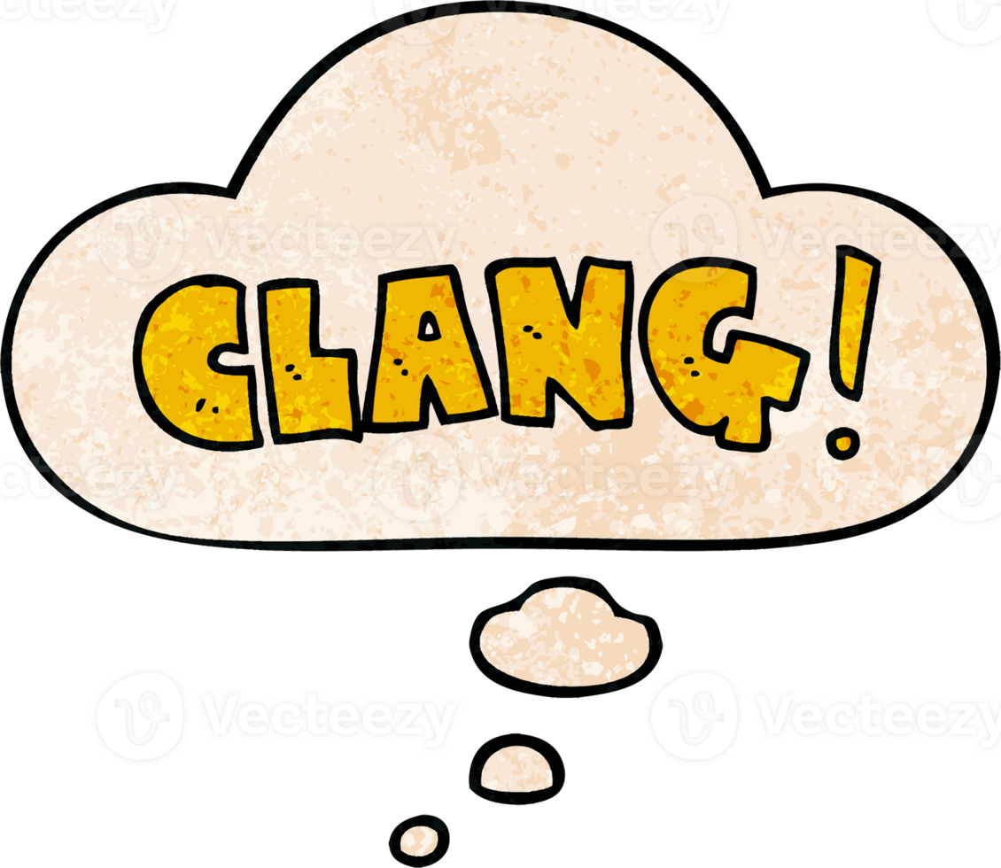 cartoon word clang and thought bubble in grunge texture pattern style png
