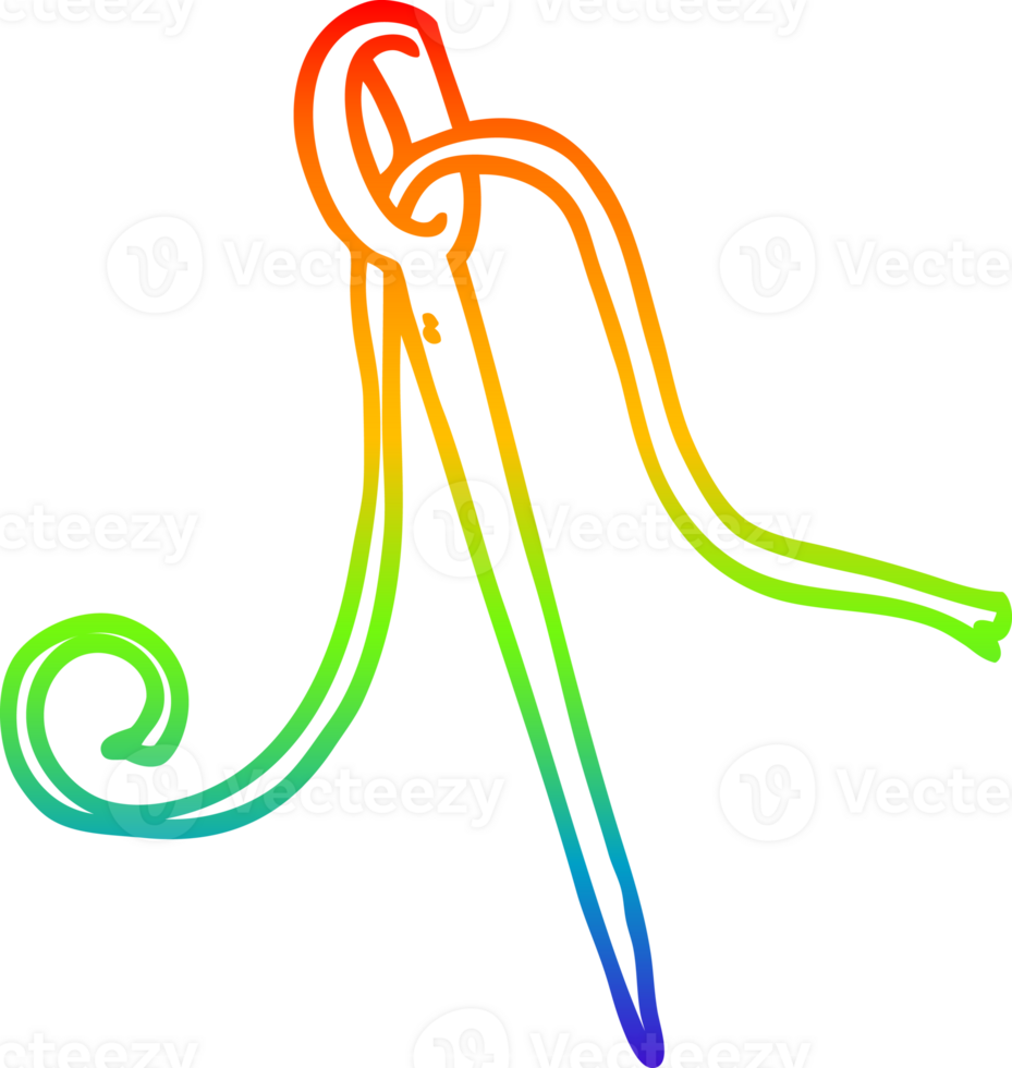 rainbow gradient line drawing cartoon needle and thread png