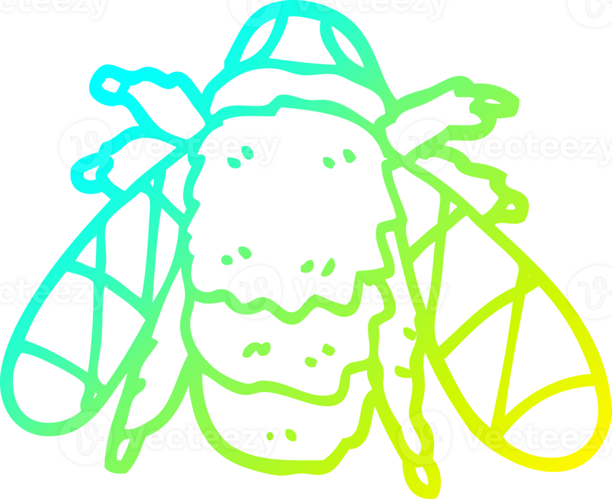 cold gradient line drawing cartoon doodled bee png