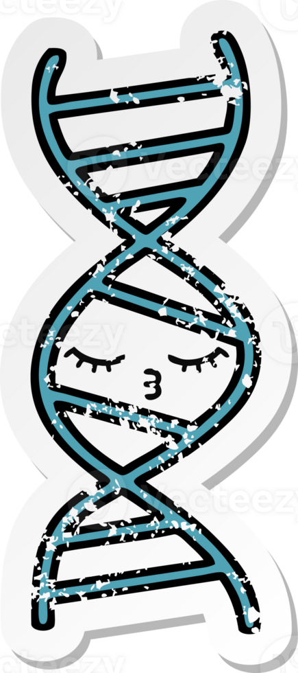 distressed sticker of a cute cartoon DNA strand png