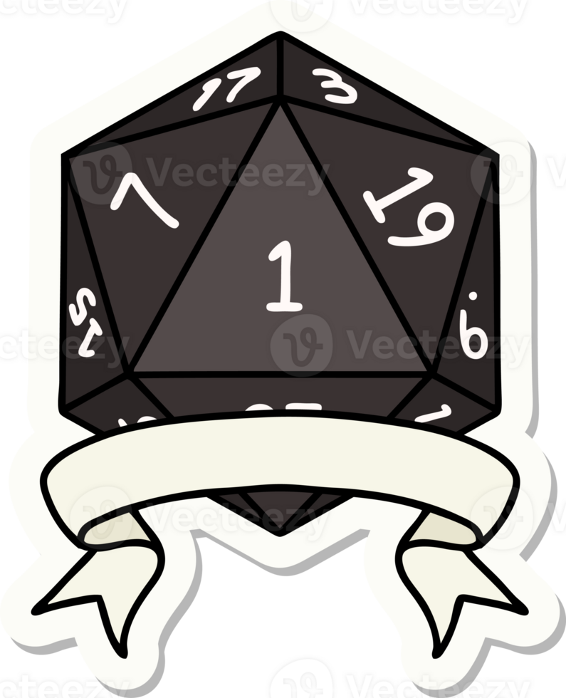 natural one d20 dice roll sticker png