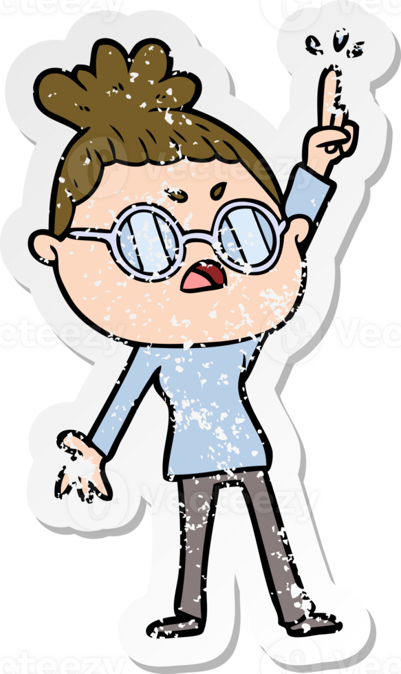 distressed sticker of a cartoon annoyed woman png